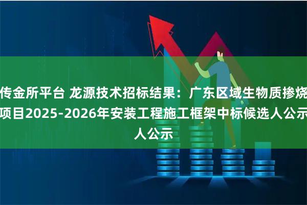 传金所平台 龙源技术招标结果：广东区域生物质掺烧项目2025-2026年安装工程施工框架中标候选人公示