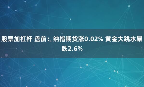 股票加杠杆 盘前：纳指期货涨0.02% 黄金大跳水暴跌2.6%