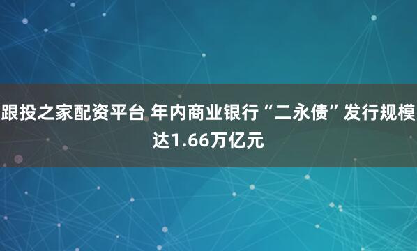 跟投之家配资平台 年内商业银行“二永债”发行规模达1.66万亿元