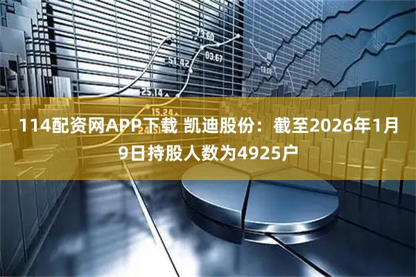 114配资网APP下载 凯迪股份：截至2026年1月9日持股人数为4925户
