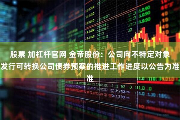 股票 加杠杆官网 金帝股份：公司向不特定对象发行可转换公司债券预案的推进工作进度以公告为准