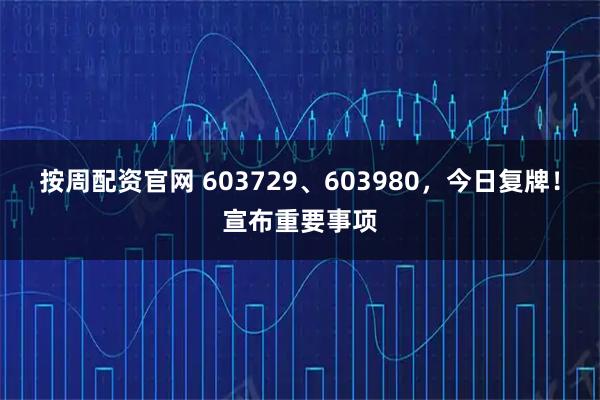 按周配资官网 603729、603980，今日复牌！宣布重要事项